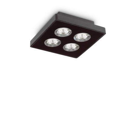 LED Stropní a nástěnné svítidlo Ideal Lux Garage PL4 square nero 205793 hranaté černé